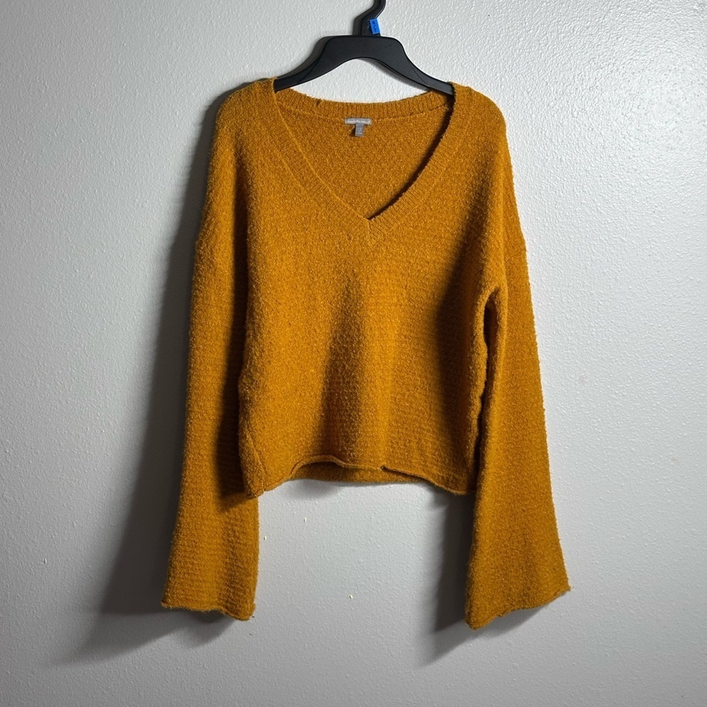 Charlotte Russe Women yellow mustard crop sweater shirt size XS